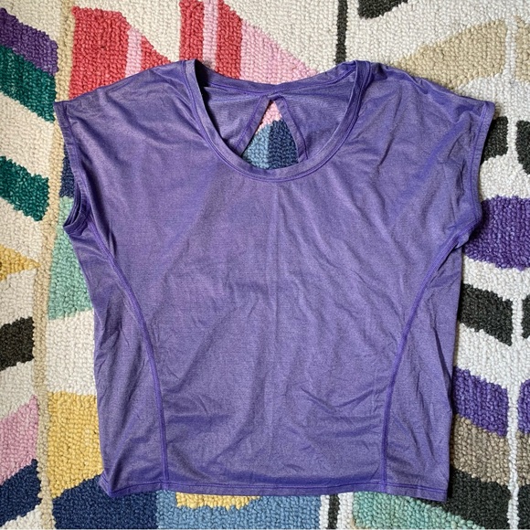 LULULEMON Purple Iridescent Cropped Muscle Tee Sleeveless Top - Picture 1 of 10